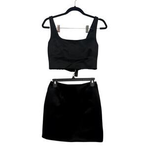 Banana Republic Outfit Set Black Cropped Tank Top & Mini Skirt A-Line Size 0 NWT